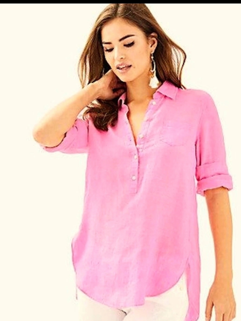 Lilly Pulitzer Linen Shirt Top Blouse